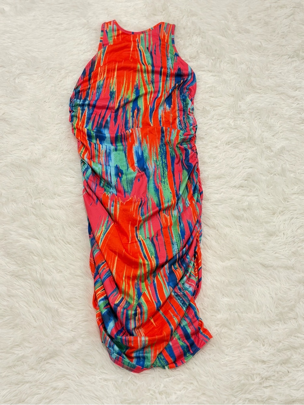 Vibrant Multicolor Abstract Print Sleeveless Dress